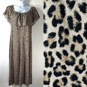 Vibe Leopard Knit Peasant maxi dress NWT
